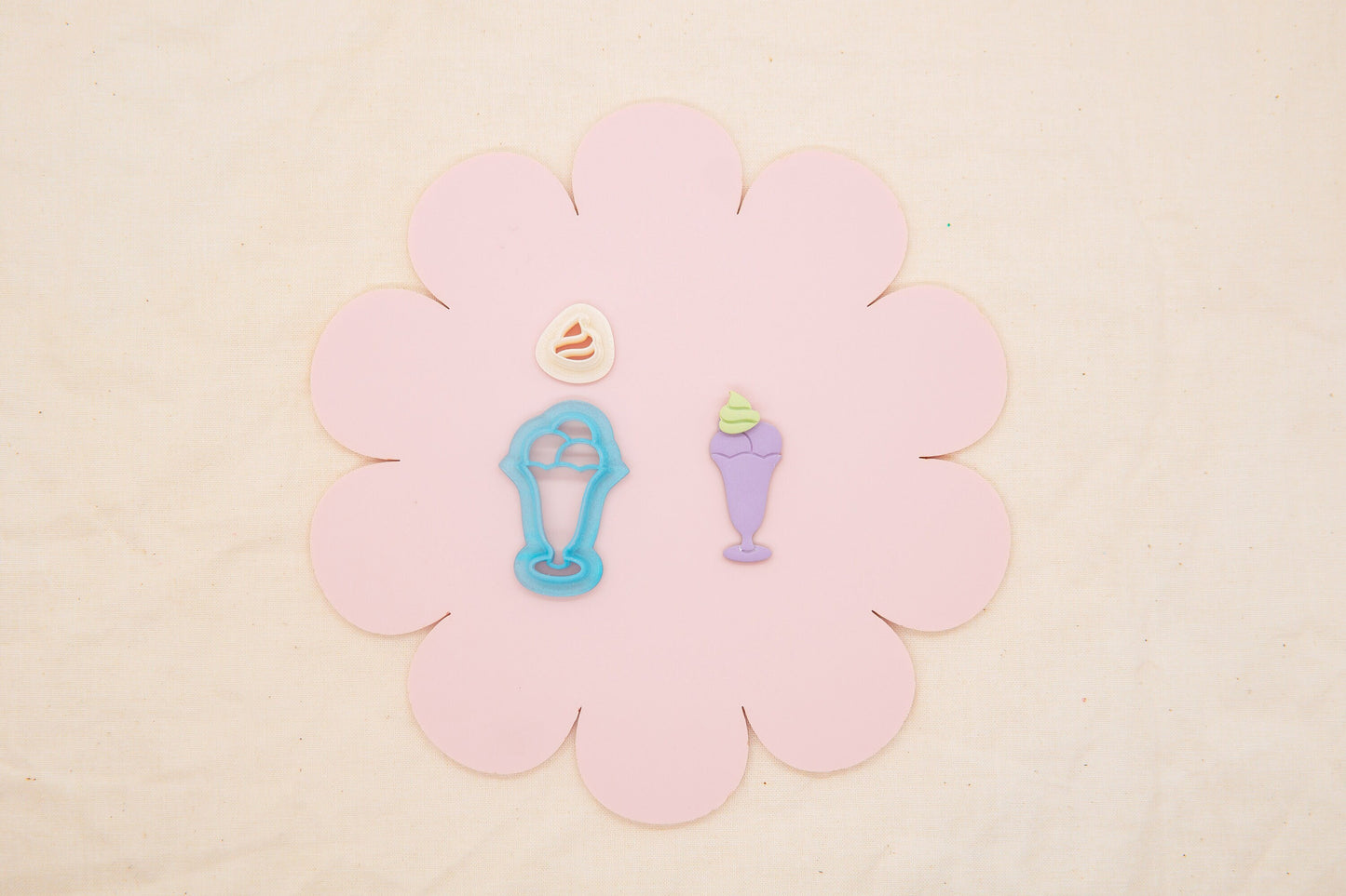 Ice Cream Sundae Polymer Clay Cutter Set, 1950's Decade Craft Cutter, Ice Cream Clay Tool, MaClayCo Collab Polymer Clay Cutter