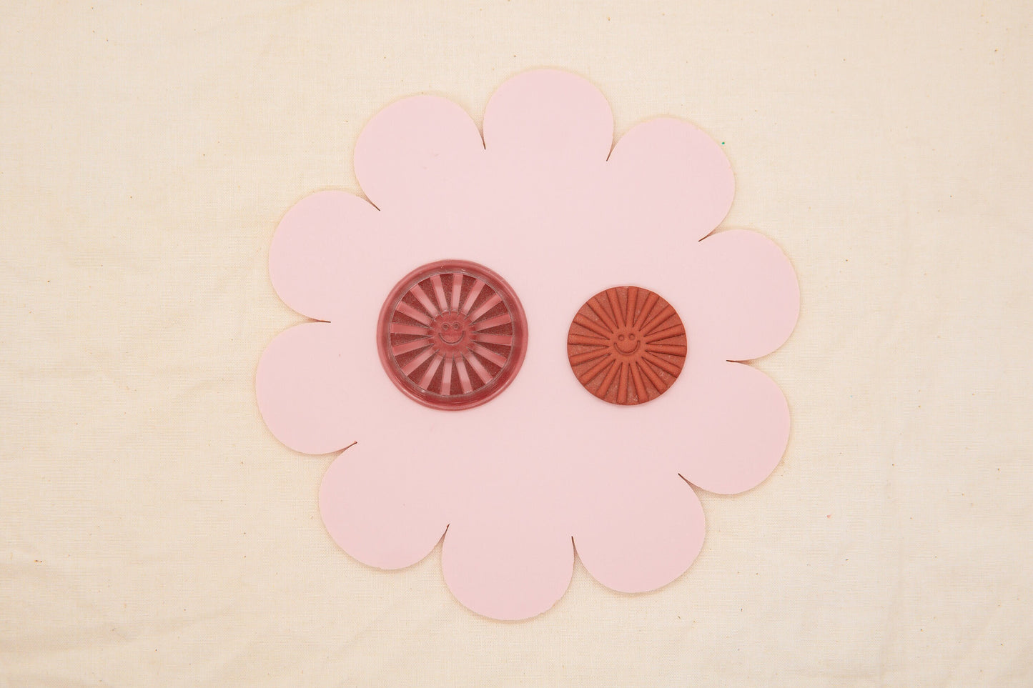 Groovy Smiley Sun Polymer Clay Cutter, 1970's Decade Craft Cutter, Sun Rays Clay Tool, ClayAndCaridad Collab Polymer Clay Cutter
