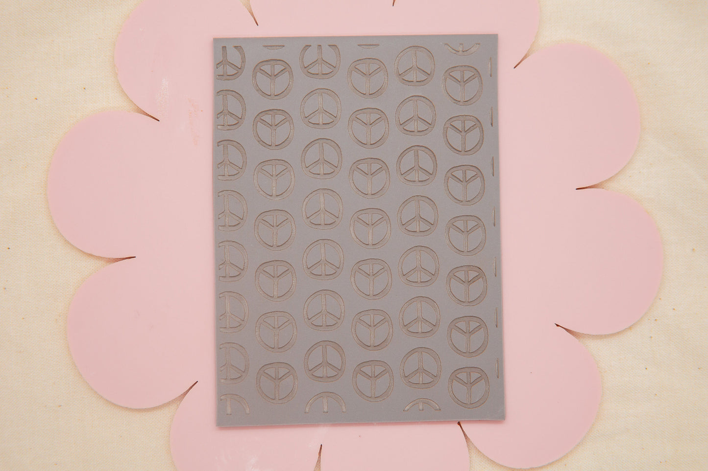 Organic Peace Sign 1970s Inspired Polymer Clay Texture Mat
