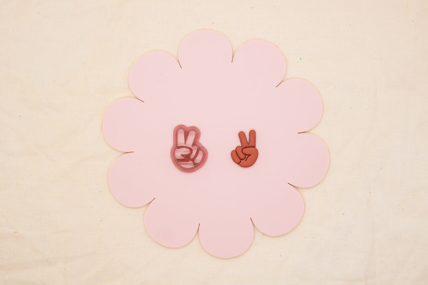 Peace Hand Polymer Clay Cutter, 1970's Decade Craft Cutter, Peace Sign Clay Tool, ClayAndCaridad Collab Polymer Clay Cutter