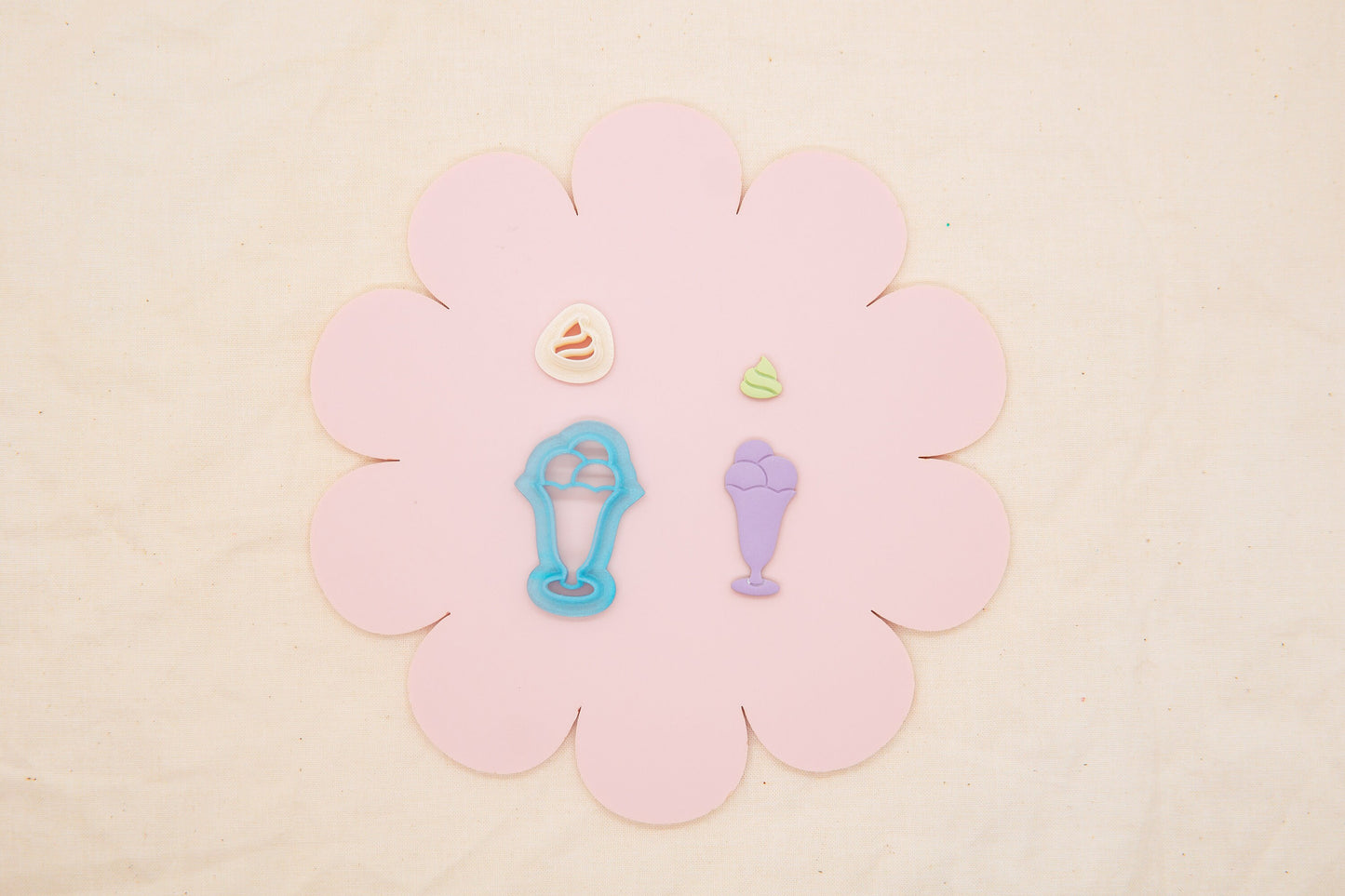Ice Cream Sundae Polymer Clay Cutter Set, 1950's Decade Craft Cutter, Ice Cream Clay Tool, MaClayCo Collab Polymer Clay Cutter