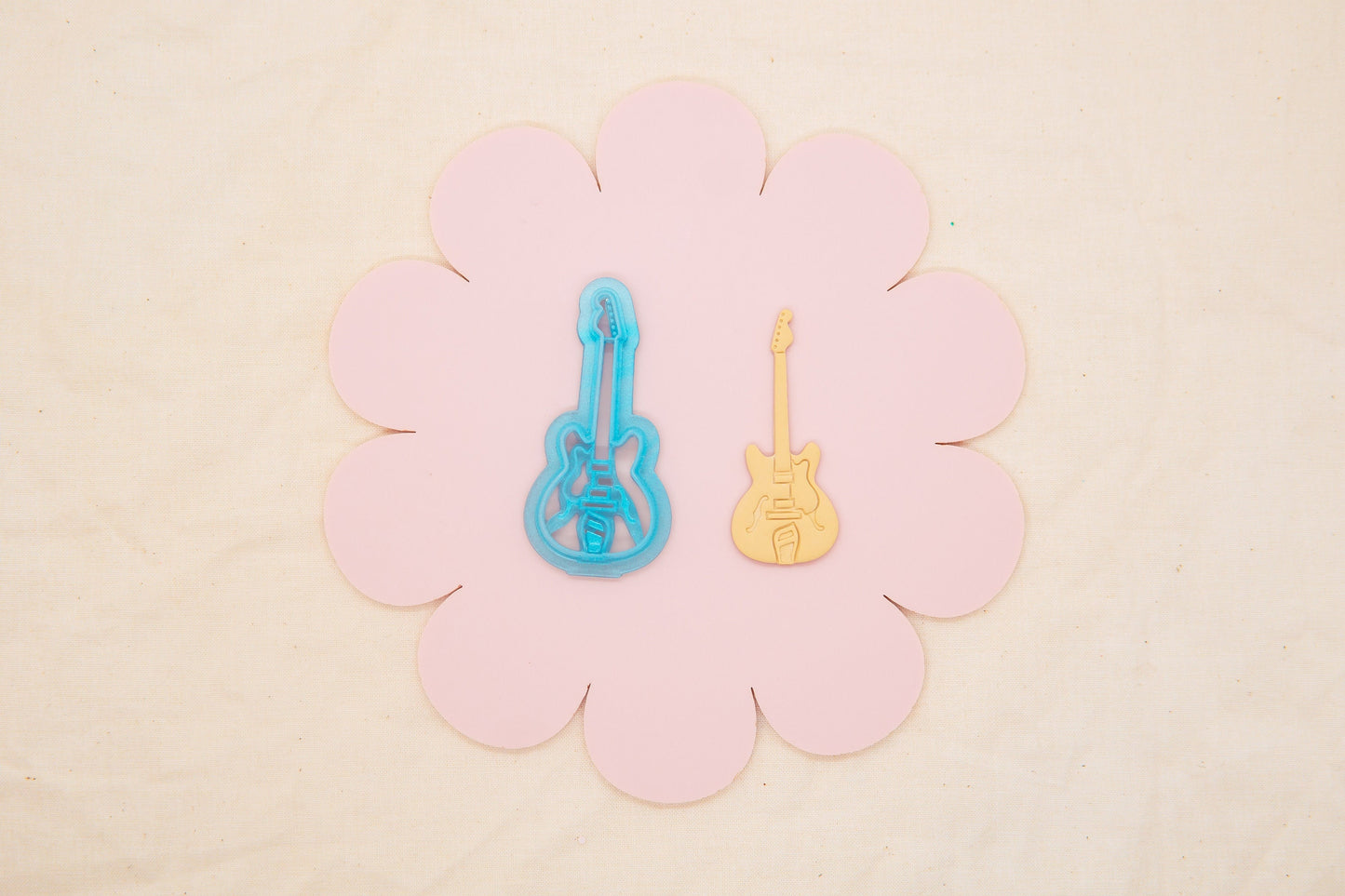 Vintage Guitar Polymer Clay Cutter, 1950's Decade Craft Cutter, Electric Guitar Clay Tool, MaClayCo Collab Polymer Clay Cutter