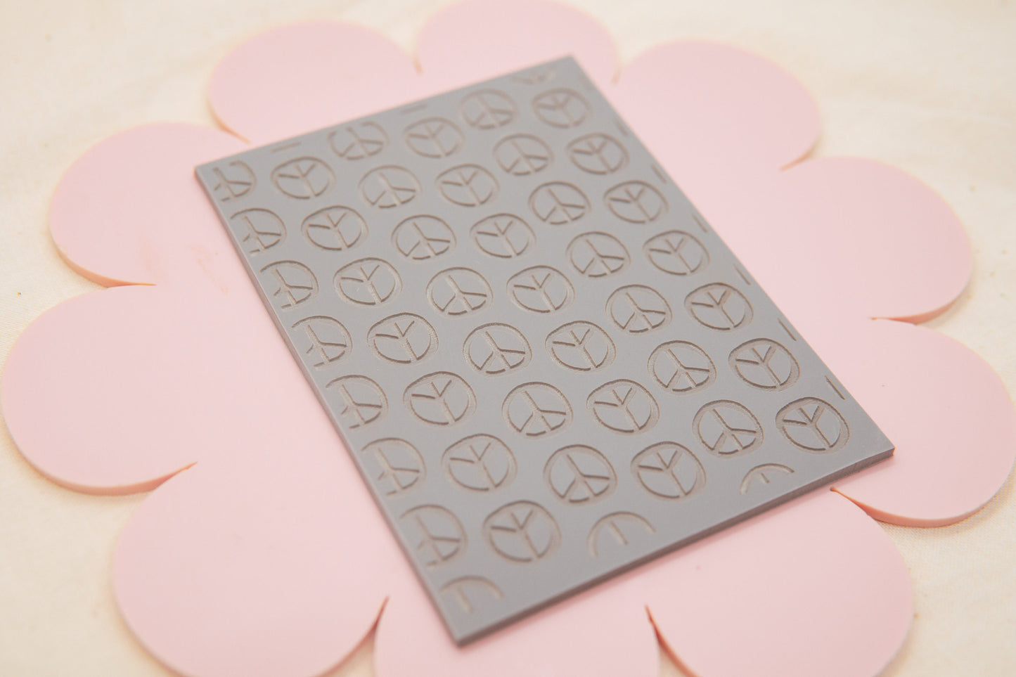 Organic Peace Sign 1970s Inspired Polymer Clay Texture Mat