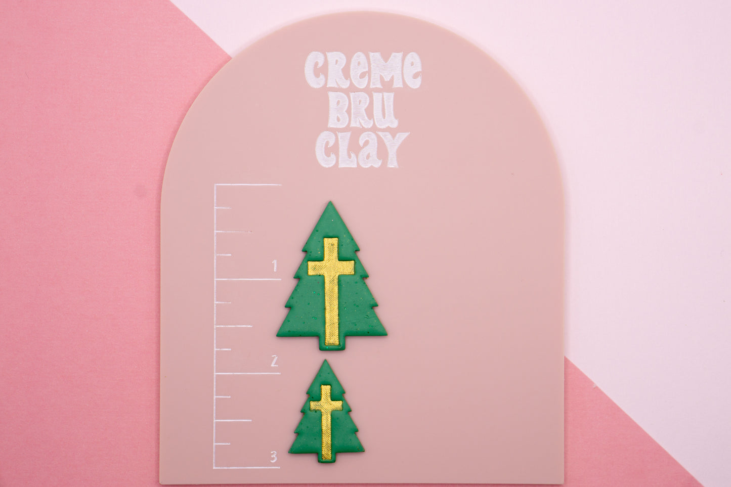 Christmas Tree with Imprinted Cross Polymer Clay Cutter