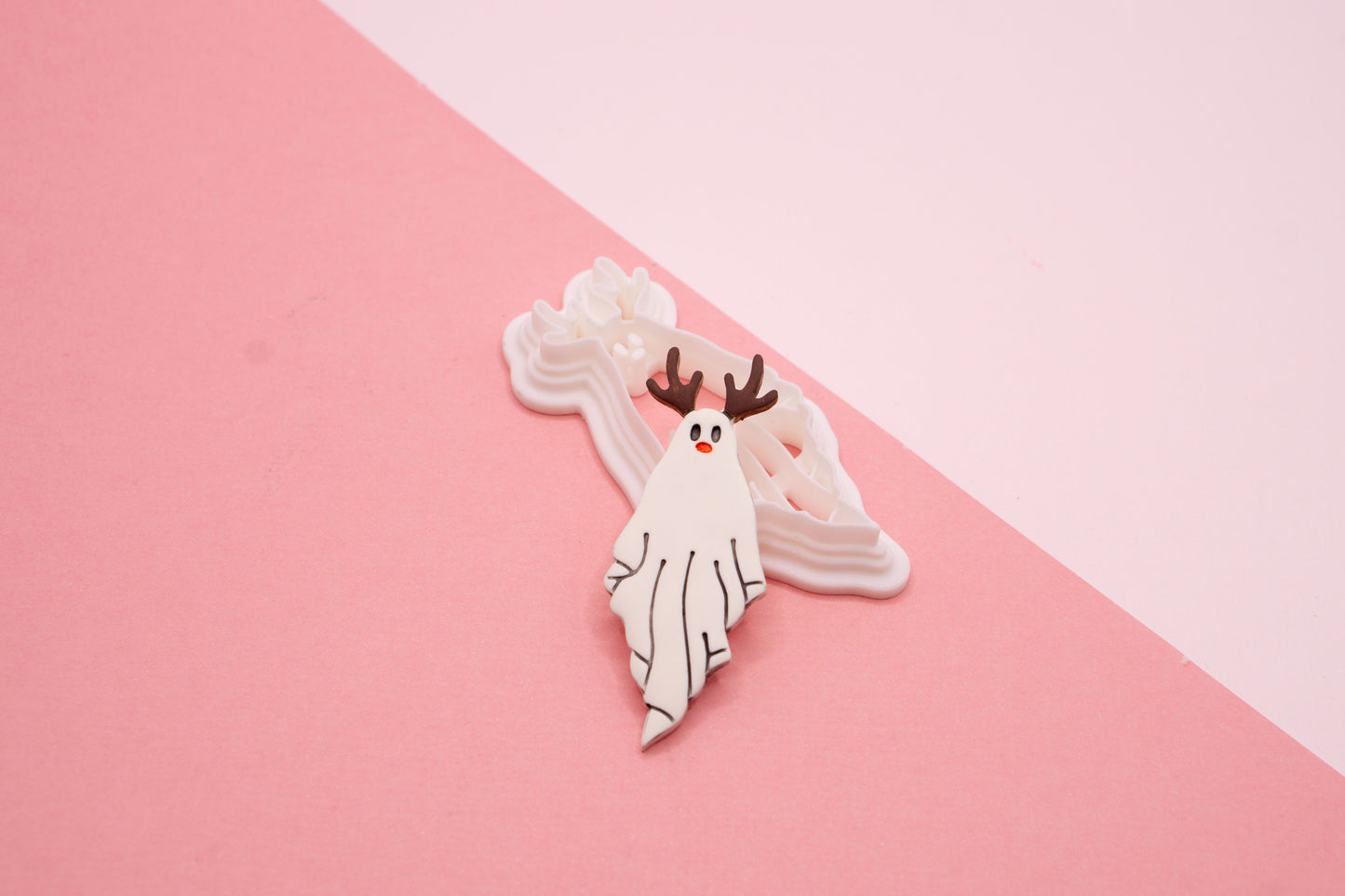 Ghost with Reindeer Antlers Polymer Clay Cutter