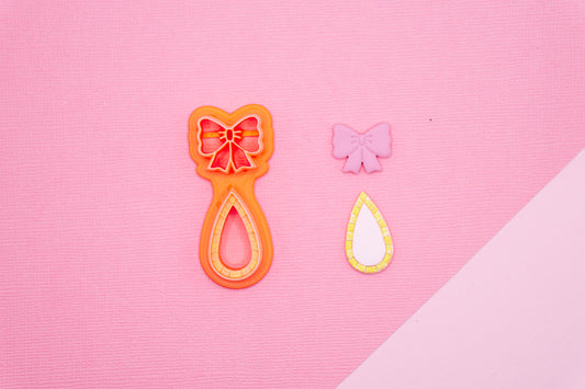 Bow and Gem Drop Polymer Clay Cutter Set