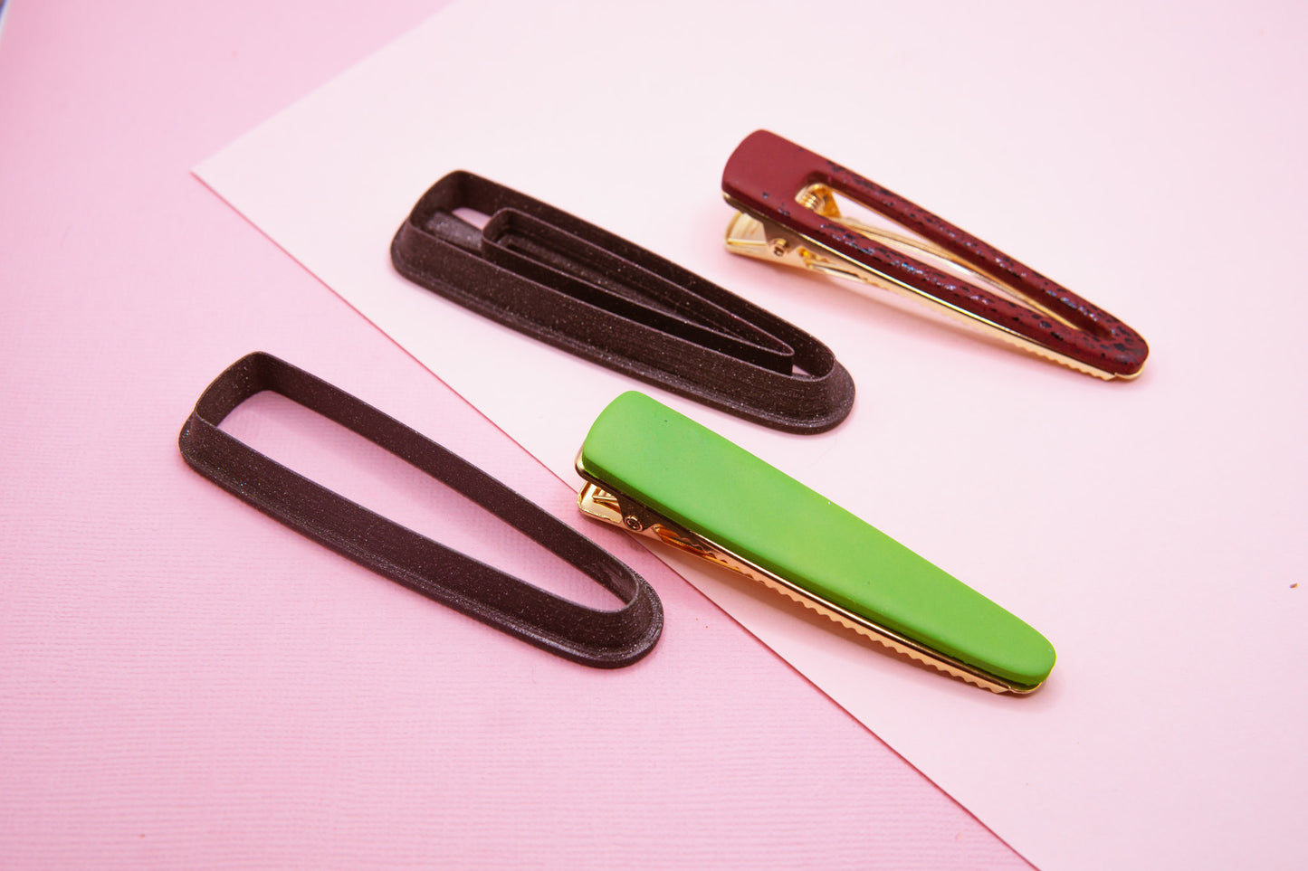 Long Skinny Dagger Shaped Barrette Hair Clip Cutter and Blanks Set