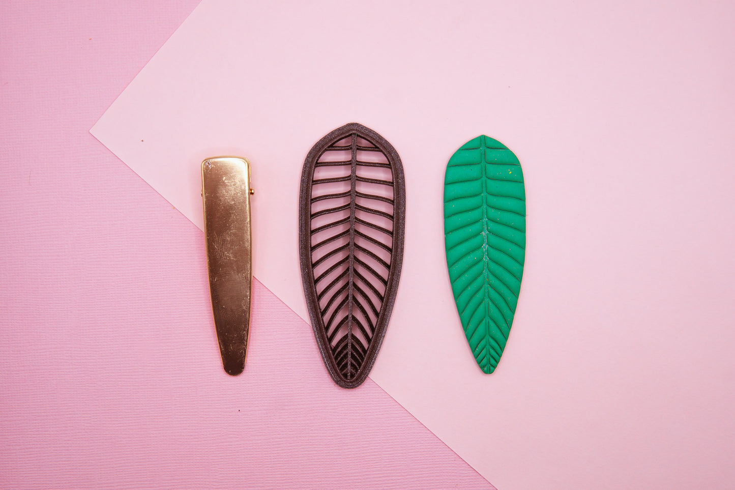 Palm Leaf Barrette Hair Clip Cutter and Blanks Set