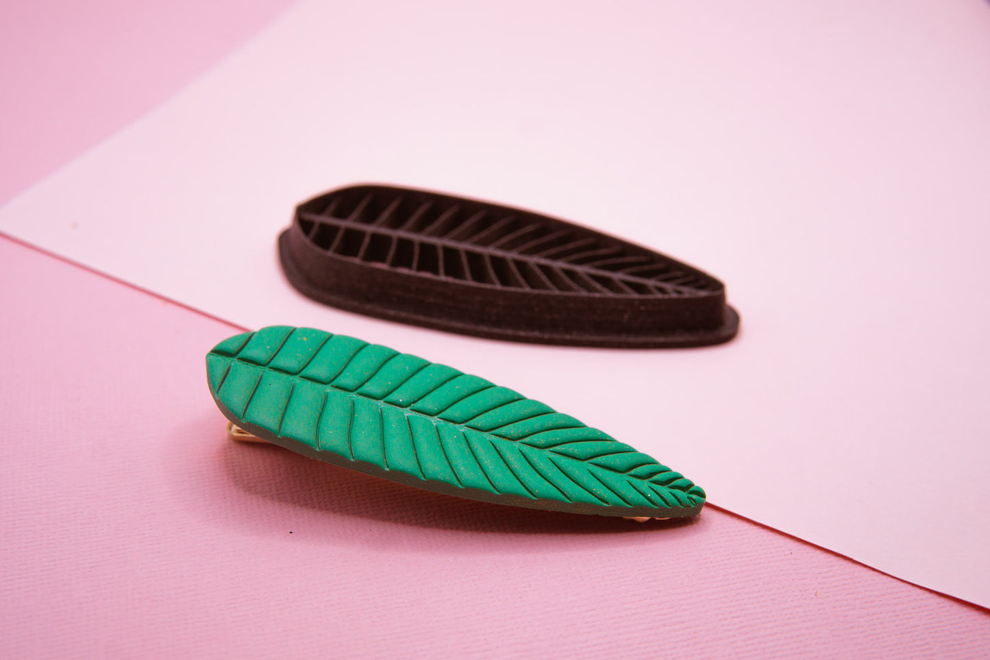 Palm Leaf Barrette Hair Clip Cutter and Blanks Set