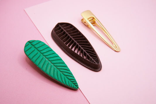 Palm Leaf Barrette Hair Clip Cutter and Blanks Set