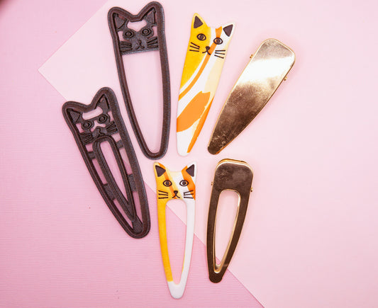 Cat Barrette Hair Clip Cutter and Blanks Set