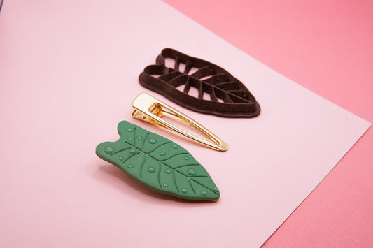 Philodendron Leaf Barrette Hair Clip Cutter and Blanks Set