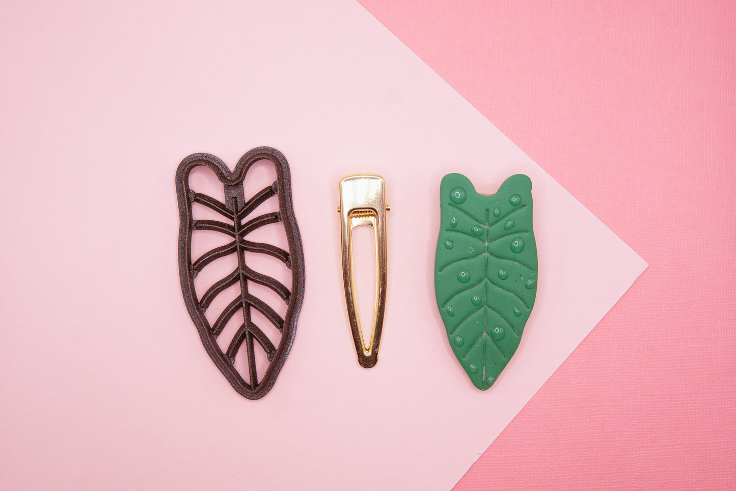 Philodendron Leaf Barrette Hair Clip Cutter and Blanks Set