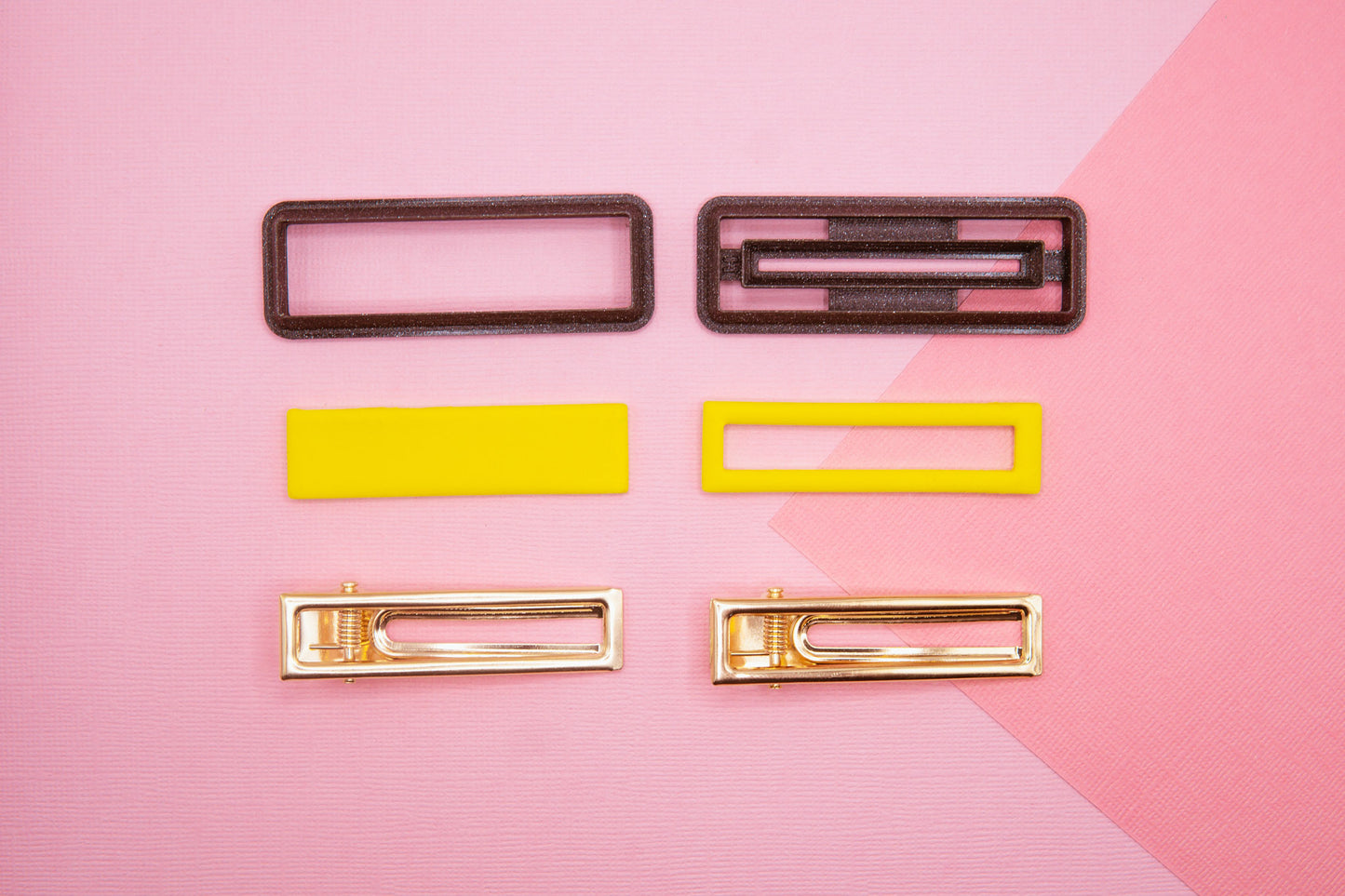 Rectangular Barrette Hair Clip Cutter and Blanks Set