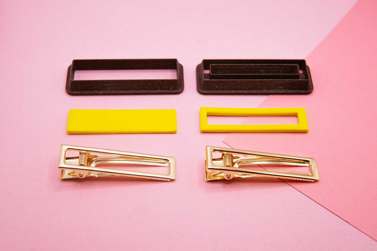 Rectangular Barrette Hair Clip Cutter and Blanks Set