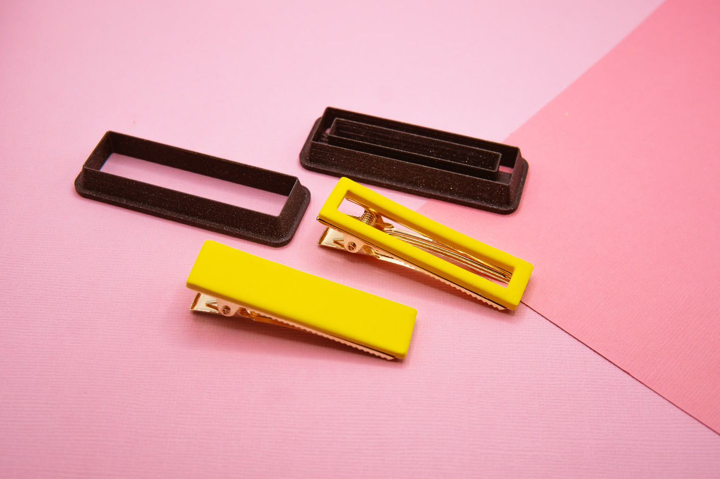 Rectangular Barrette Hair Clip Cutter and Blanks Set