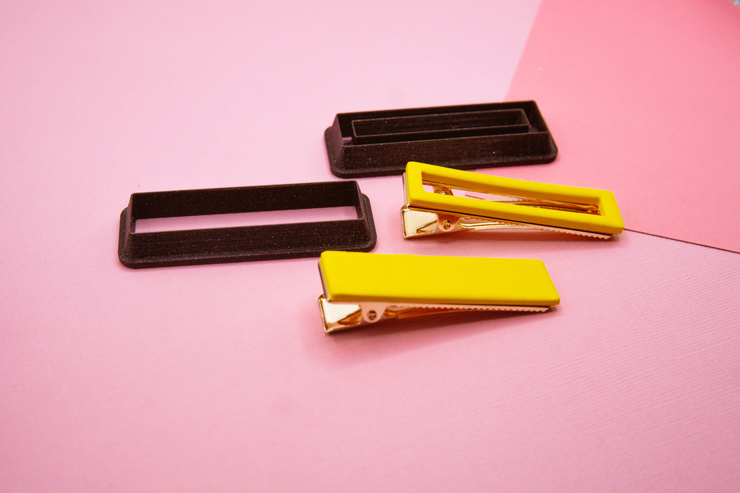 Rectangular Barrette Hair Clip Cutter and Blanks Set