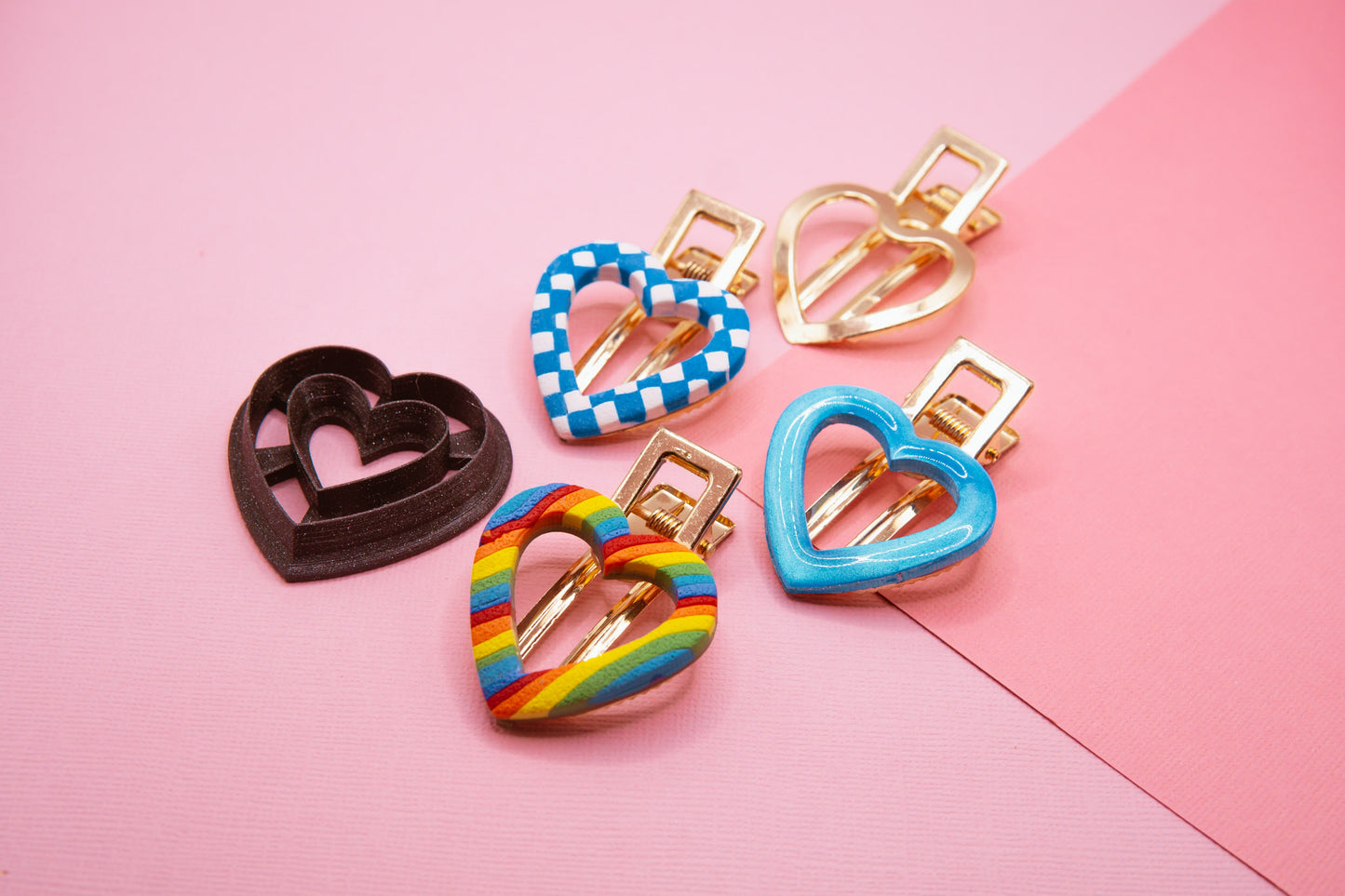 Heart Shaped Barrette Hair Clip Cutter and Blanks Set