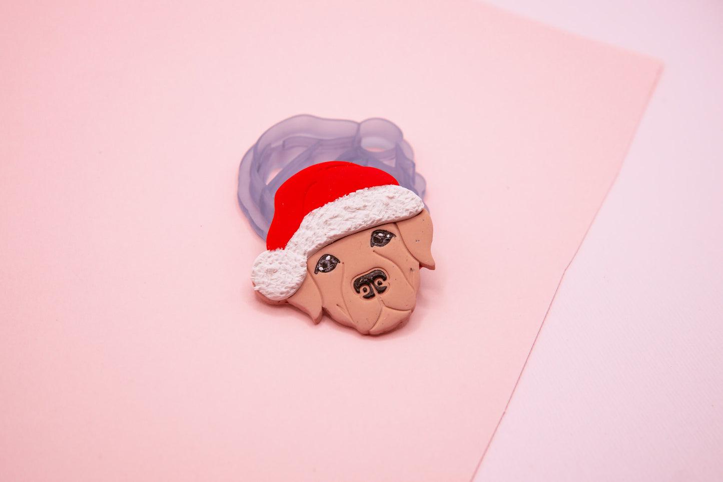 Dog with Santa Hat Polymer Clay Cutter