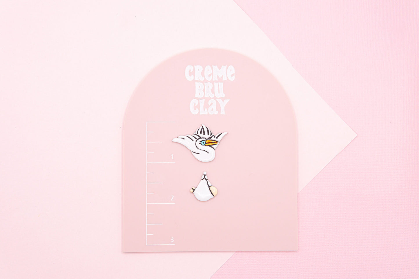 Stork and Baby Polymer Clay Cutter Set, Nursery Rhyme Baby Themed Clay Tools