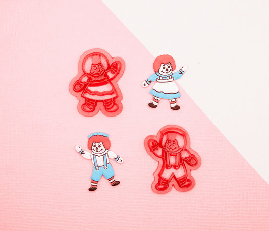 Raggedy Ann and Andy Polymer Clay Cutter Set, Baby Nursery Rhyme Clay Tool