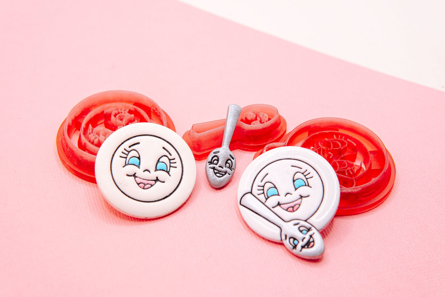Plate and Spoon Polymer Clay Cutter Set, Baby Nursery Rhyme Themed Clay Tools