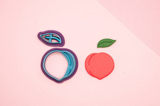 Peach with Leaf Clay Cutter, Realistic Peach Cutter, Boho Cutter