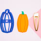 Long Pumpkin Clay Cutter and Hair Clip Blanks Set