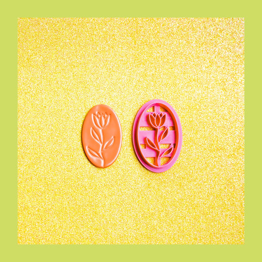 Tulip Imprinted Oval Polymer Clay Cutter