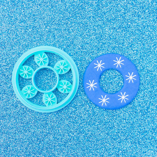 Circle Shaped Snowflake Imprinted Polymer Clay Cutter