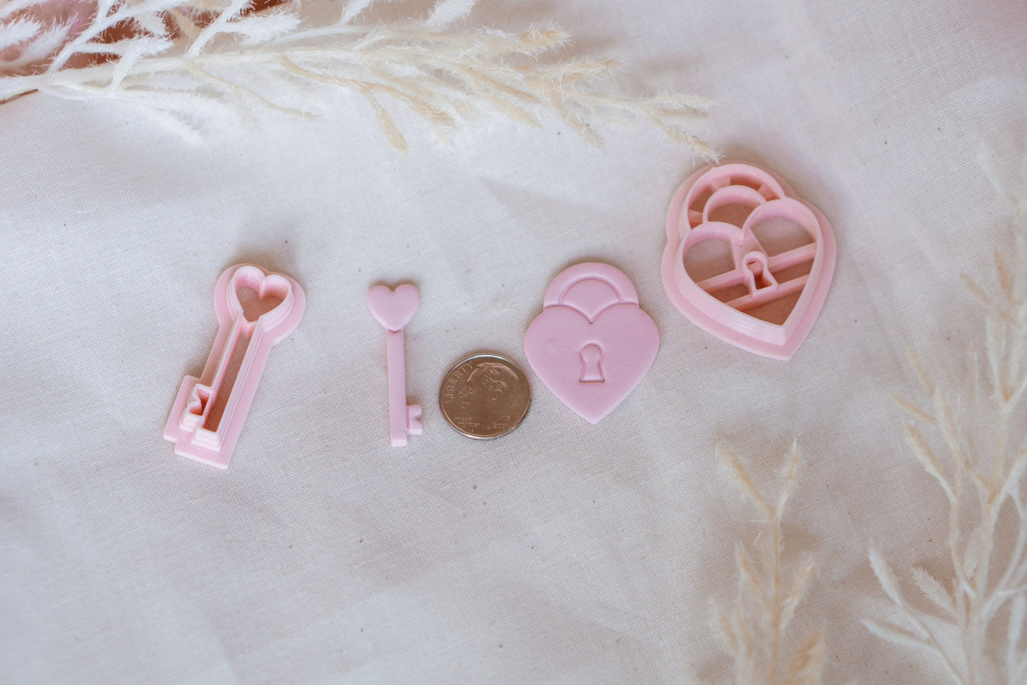 Heart Lock and Key Wedding Polymer Clay Cutter Set