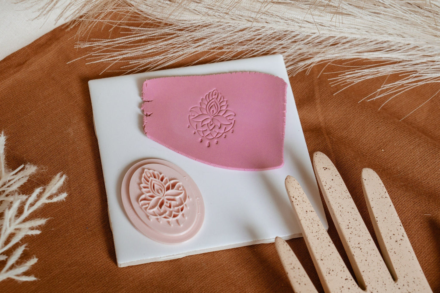 Lotus Tattoo Style Polymer Clay Stamp, Craft Tools, Tattoo Inspired PLA Stamp
