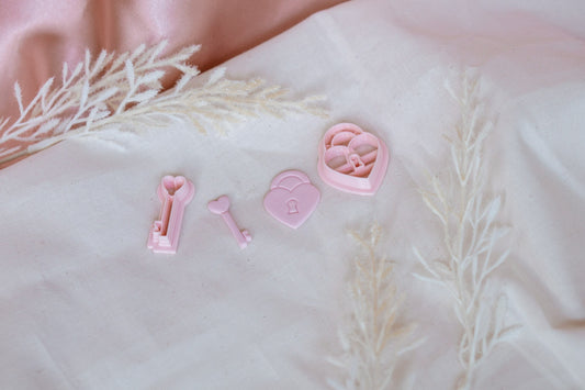 Heart Lock and Key Wedding Polymer Clay Cutter Set