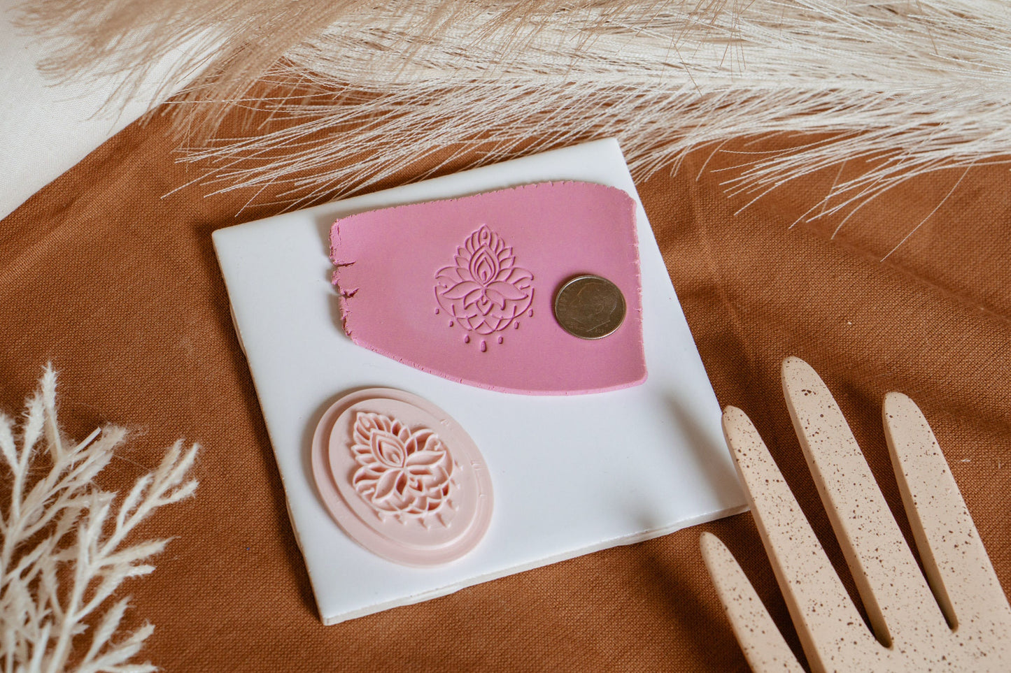 Lotus Tattoo Style Polymer Clay Stamp, Craft Tools, Tattoo Inspired PLA Stamp