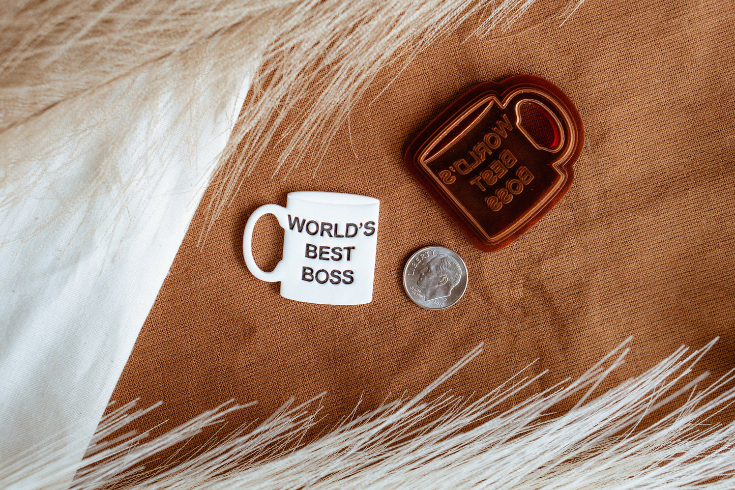 World's Best Boss Mug Polymer Clay Cutter