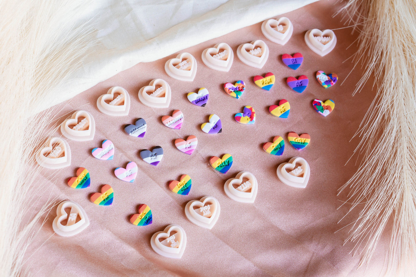 LGBTQIA+ Pride Heart Stud Polymer Clay Cutter Set