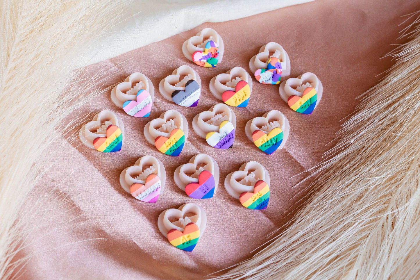 LGBTQIA+ Pride Heart Stud Polymer Clay Cutter Set