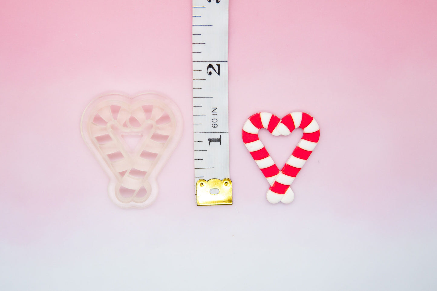 Candy Cane Heart Polymer Clay Cutter