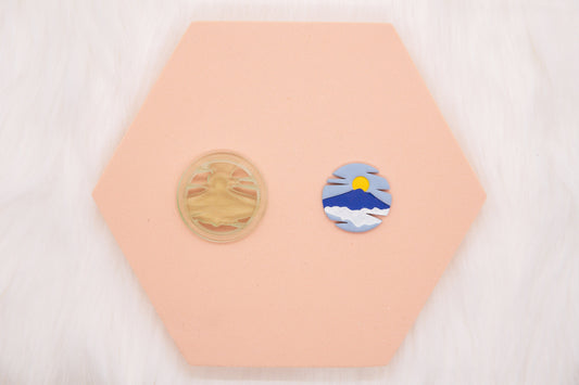 Sunset Mountain Rigid Circle Polymer Clay Cutter, Nature Clay Cutter, Craft Tools