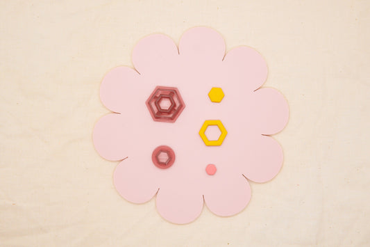 Hexagon Polymer Clay Micro Cutter Set, 1970's Decade Craft Cutter, Retro Shape Ball Clay Tool, ClayAndCaridad Collab Polymer Clay Cutter