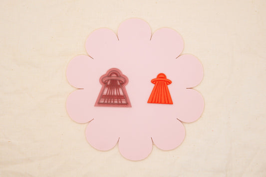 UFO Polymer Clay Cutter, 1970's Decade Craft Cutter, Spaceship Clay Tool, ClayAndCaridad Collab Polymer Clay Cutter