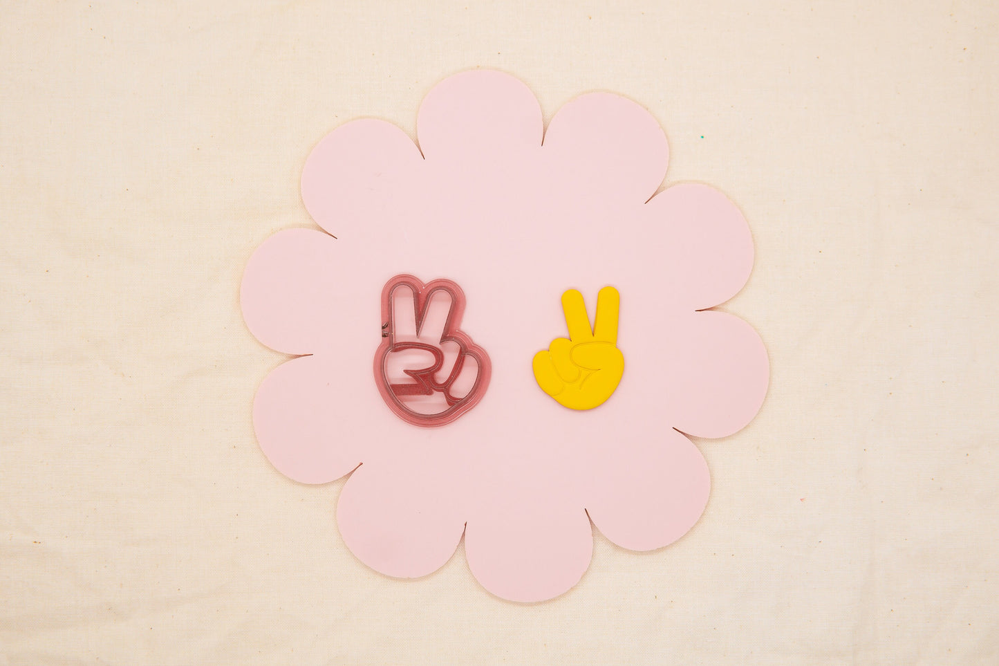 Peace Hand Polymer Clay Cutter, 1970's Decade Craft Cutter, Peace Sign Clay Tool, ClayAndCaridad Collab Polymer Clay Cutter