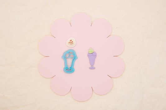 Ice Cream Sundae Polymer Clay Cutter Set, 1950's Decade Craft Cutter, Ice Cream Clay Tool, MaClayCo Collab Polymer Clay Cutter