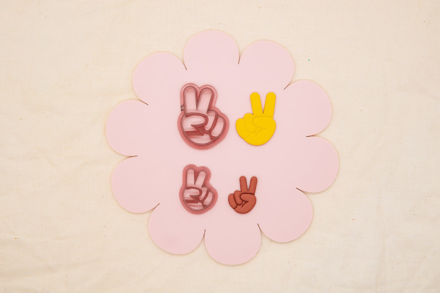 Peace Hand Polymer Clay Cutter, 1970's Decade Craft Cutter, Peace Sign Clay Tool, ClayAndCaridad Collab Polymer Clay Cutter