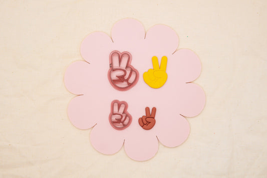 Peace Hand Polymer Clay Cutter, 1970's Decade Craft Cutter, Peace Sign Clay Tool, ClayAndCaridad Collab Polymer Clay Cutter