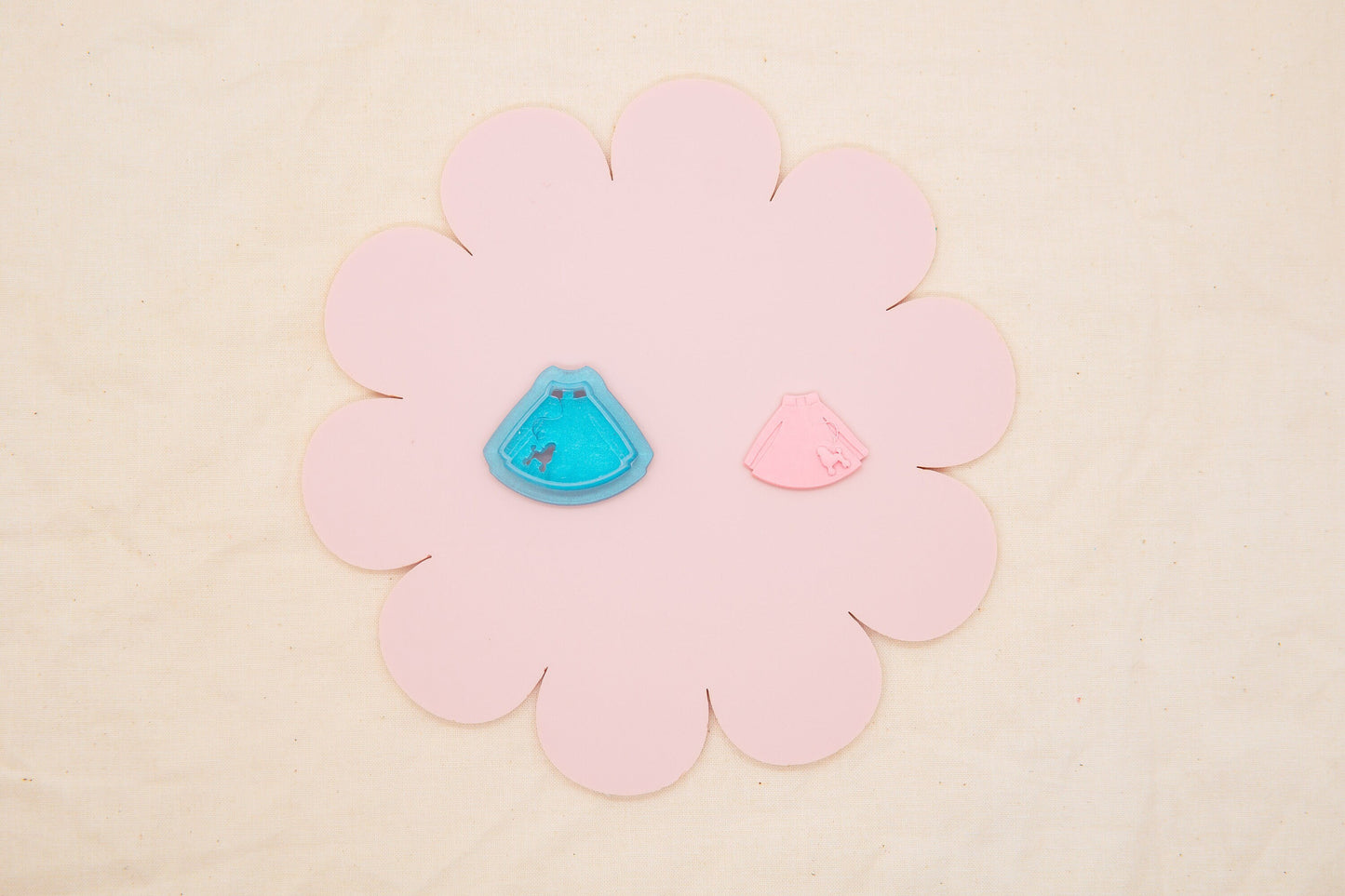 Poodle Skirt Polymer Clay Cutter, 1950's Decade Craft Cutter, Vintage Pink Poodle Skirt Clay Tool, MaClayCo Collab Polymer Clay Cutter