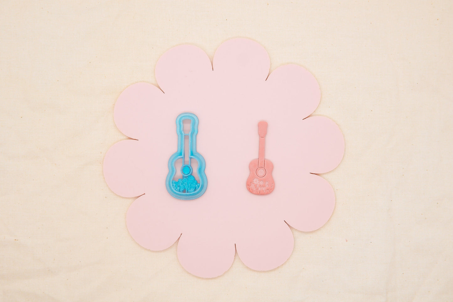 Floral Guitar Polymer Clay Cutter, 1960's Decade Craft Cutter, Classic Acoustic Guitar Clay Tool, TheHoneyOpal Collab Polymer Clay Cutter