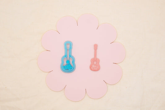 Floral Guitar Polymer Clay Cutter, 1960's Decade Craft Cutter, Classic Acoustic Guitar Clay Tool, TheHoneyOpal Collab Polymer Clay Cutter