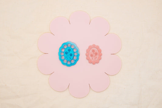 Floral Oval Imprinted Flowers Polymer Clay Cutter, 1960's Decade Craft Cutter, Floral Clay Tool, TheHoneyOpal Collab Polymer Clay Cutter